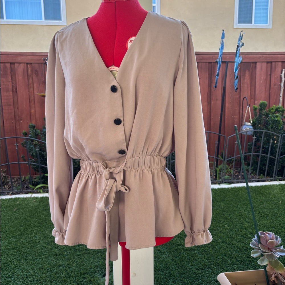 Sweet Rain Taupe Blouse